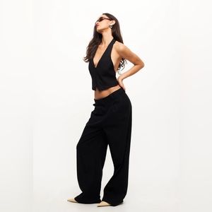 Lioness Wide-Leg Black Trousers